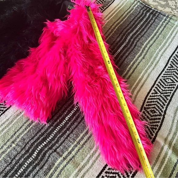 NWT club exx dolls kill black and pink split furry fluffy jacket - Picture 2 of 7